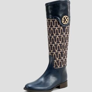 Tory Burch Size 9 Navy Needlepoint Riding Boots